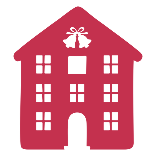 Encantadora silueta de casa con campanas festivas Diseño PNG