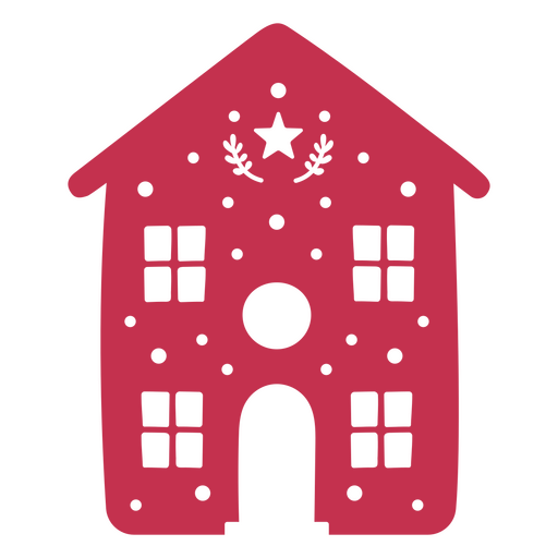Red house with star PNG Design