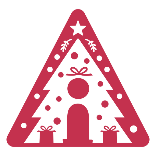 Diseño de camiseta con diseño de árbol festivo en forma de triángulo con lazos y decoraciones. Diseño PNG