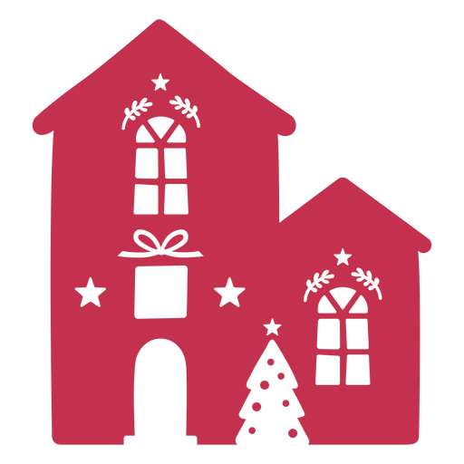 Colorful decorative house silhouette with festive elements design PNG Design