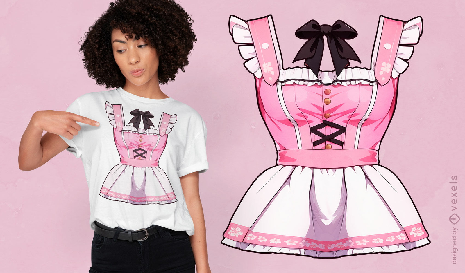 Diseño de camiseta tirolesa rosa.