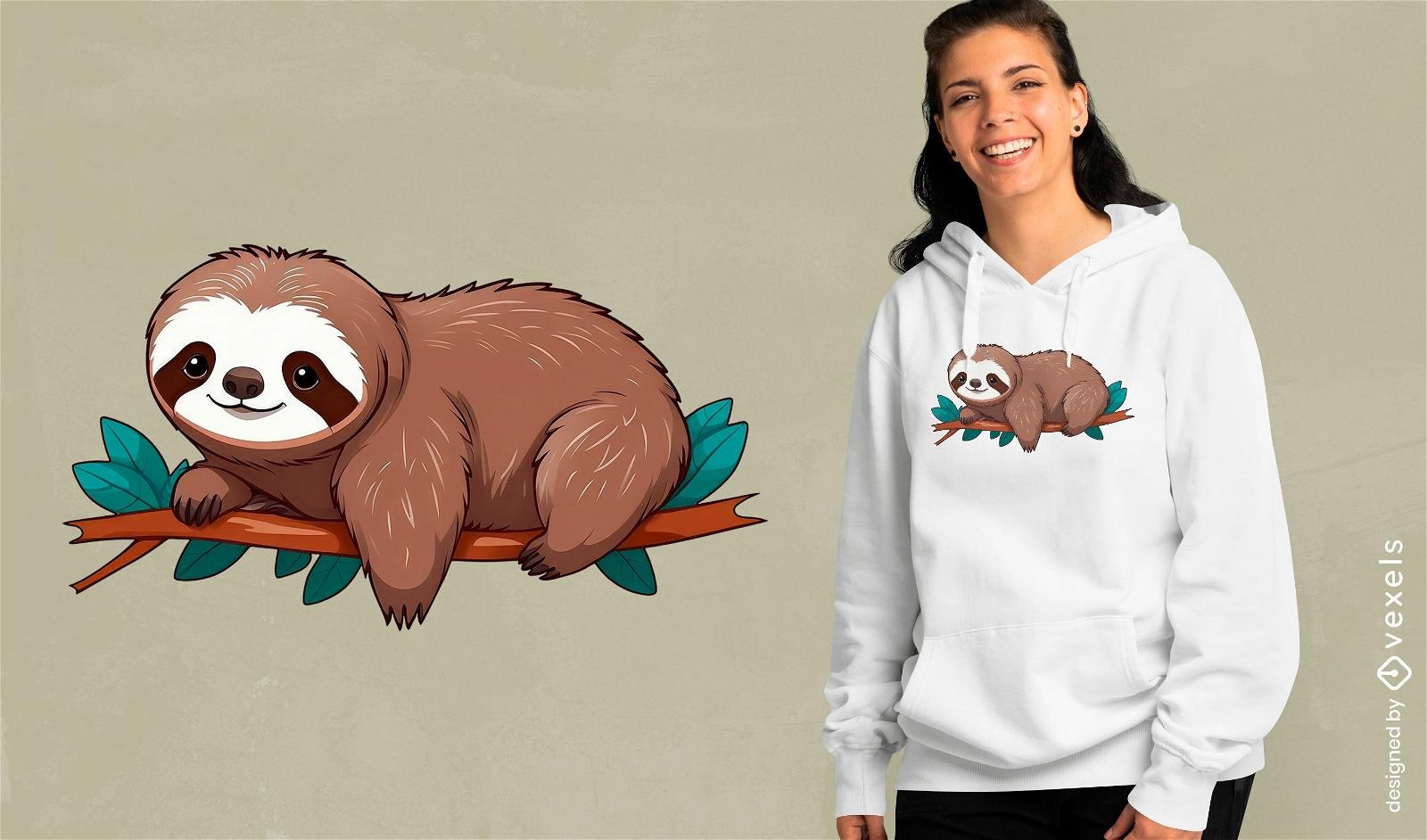 Cute resting sloth t-shirt design