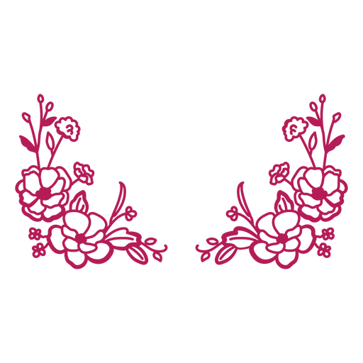 Rosa und rote Blumendekorationen PNG-Design
