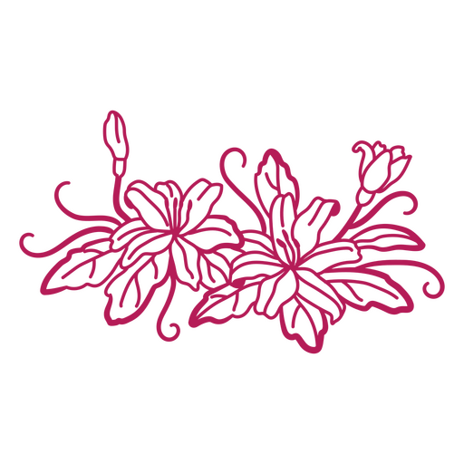 Lebendiges florales Linienzeichnungsdesign für Bekleidung PNG-Design