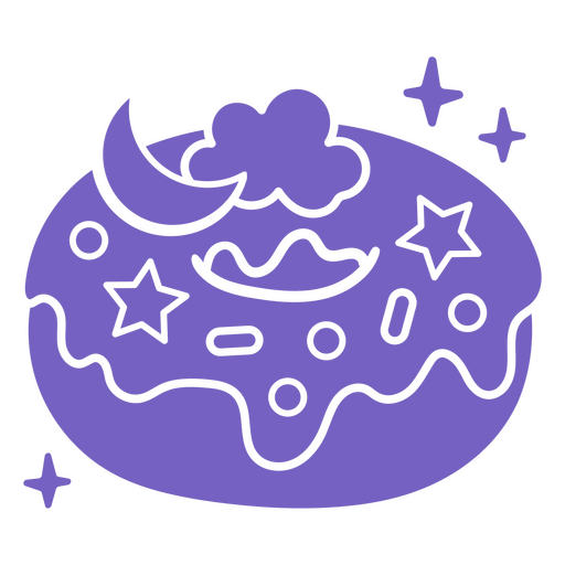 Verspieltes Donut-Design mit Sternen und Wolken PNG-Design