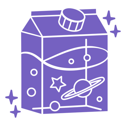Ilustração caprichosa de caixa de leite cósmica Desenho PNG