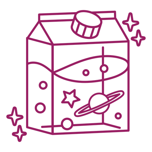 Whimsical milk carton illustration with cosmic elements PNG Design