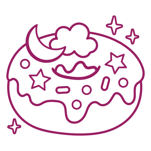 Donut com estrelas e lua Desenho PNG