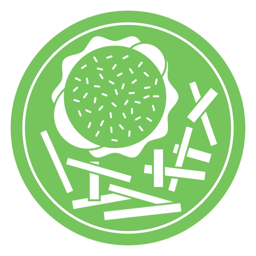 Lebendige grüne Lebensmittelillustration mit Burger und Pommes PNG-Design