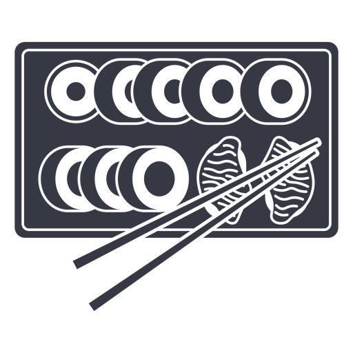 Ilustración elegante de un plato de sushi Diseño PNG