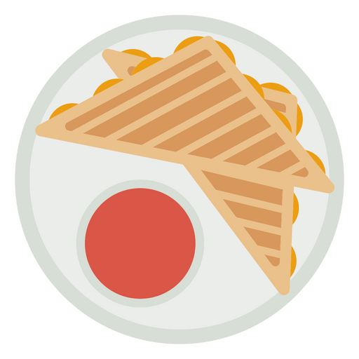 Stilvolles Grafikdesign eines Tellers mit Waffeln und Soße PNG-Design