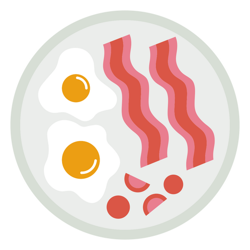 Stylized breakfast plate illustration with eggs and bacon design PNG Design