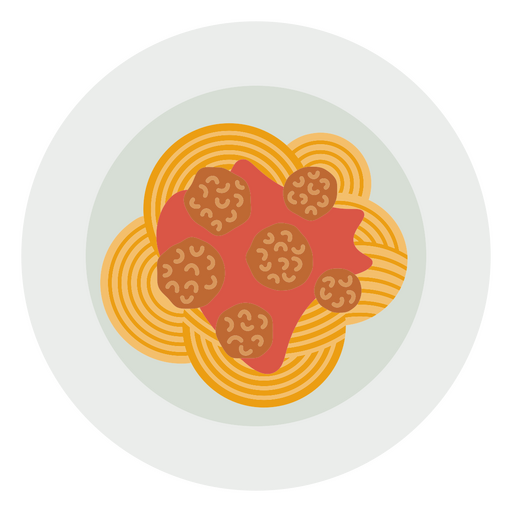 Illustratives Spaghetti- und Fleischbällchen-Gerichtdesign PNG-Design
