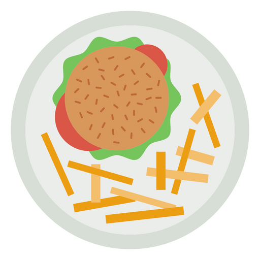 Stylish hamburger and fries plate design PNG Design