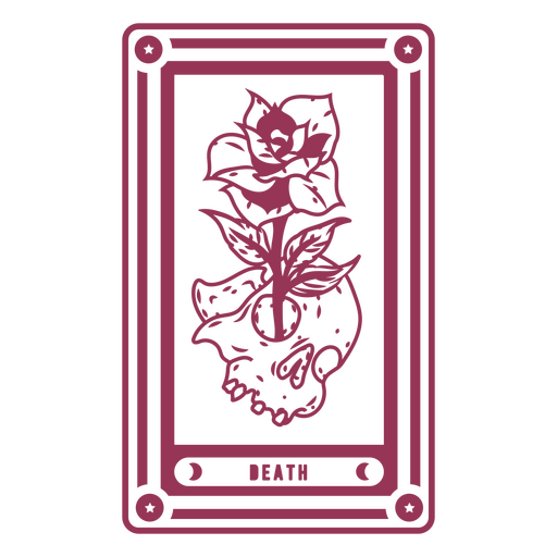 Aufwendig gestaltete Todes-Tarotkarte mit Rose und Totenkopf PNG-Design