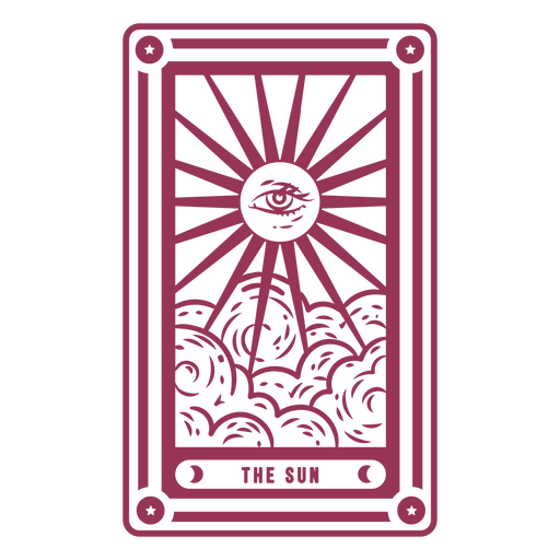 Stylish tarot card featuring the sun design PNG Design