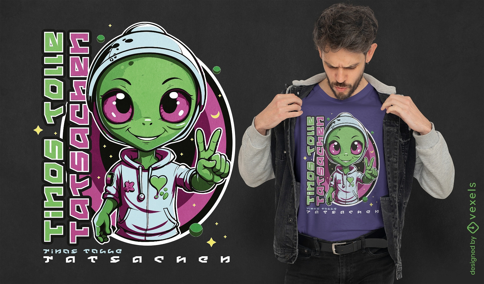 Alien-Siegeszeichen-T-Shirt-Design