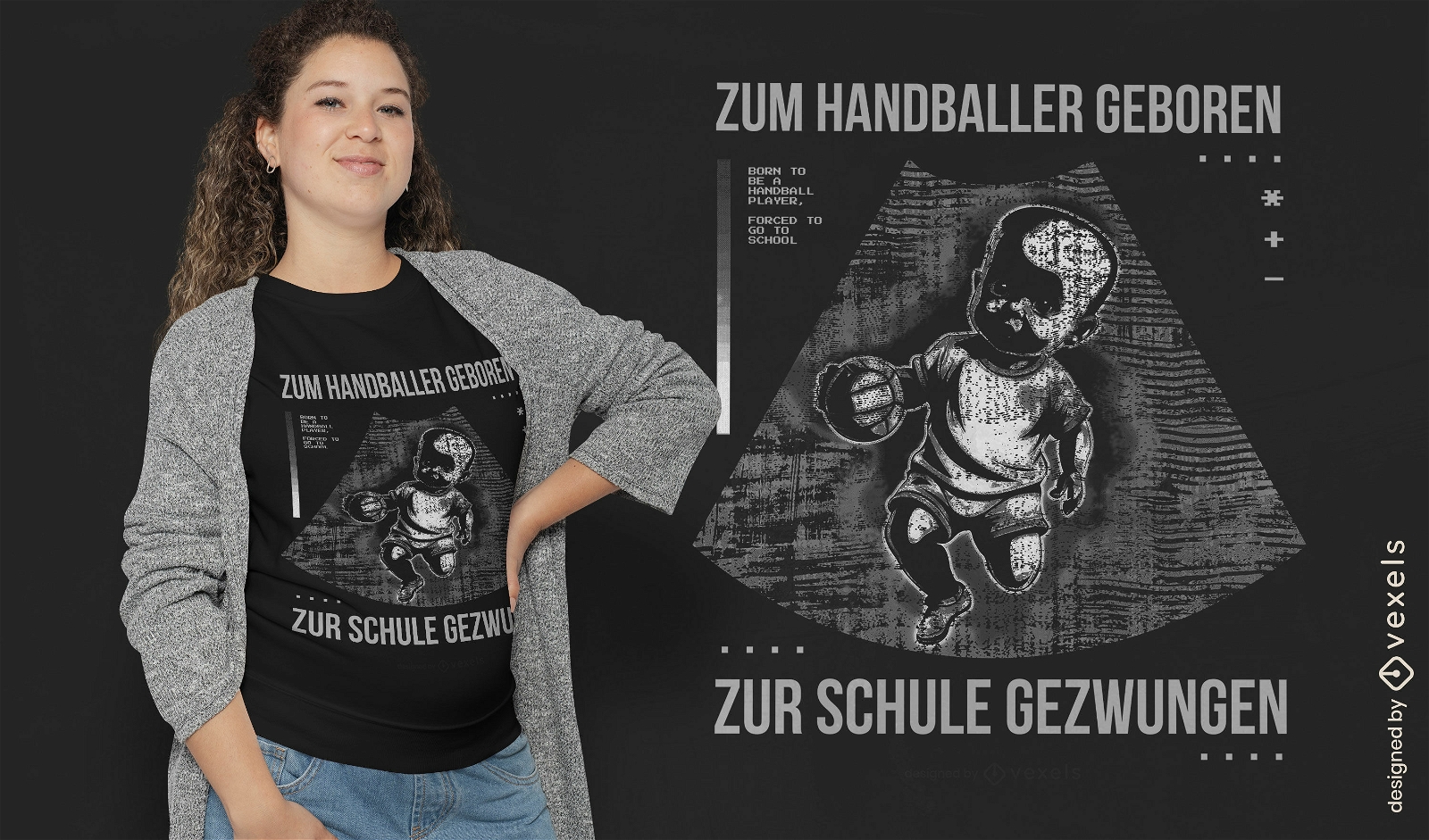 Handball-Babyspieler-Ultraschall-T-Shirt-Design