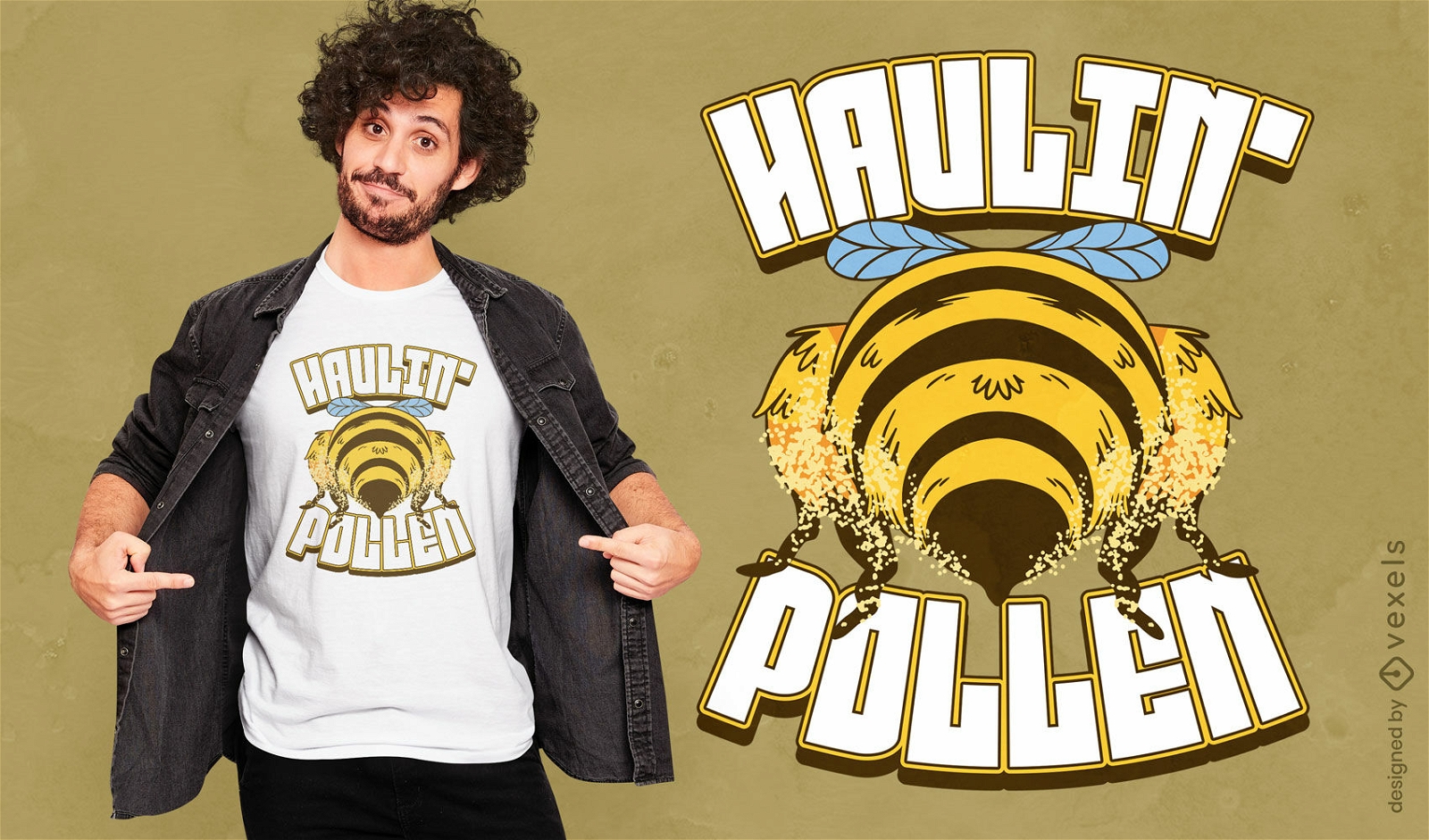 Design brincalhão de camiseta com citação de abelha