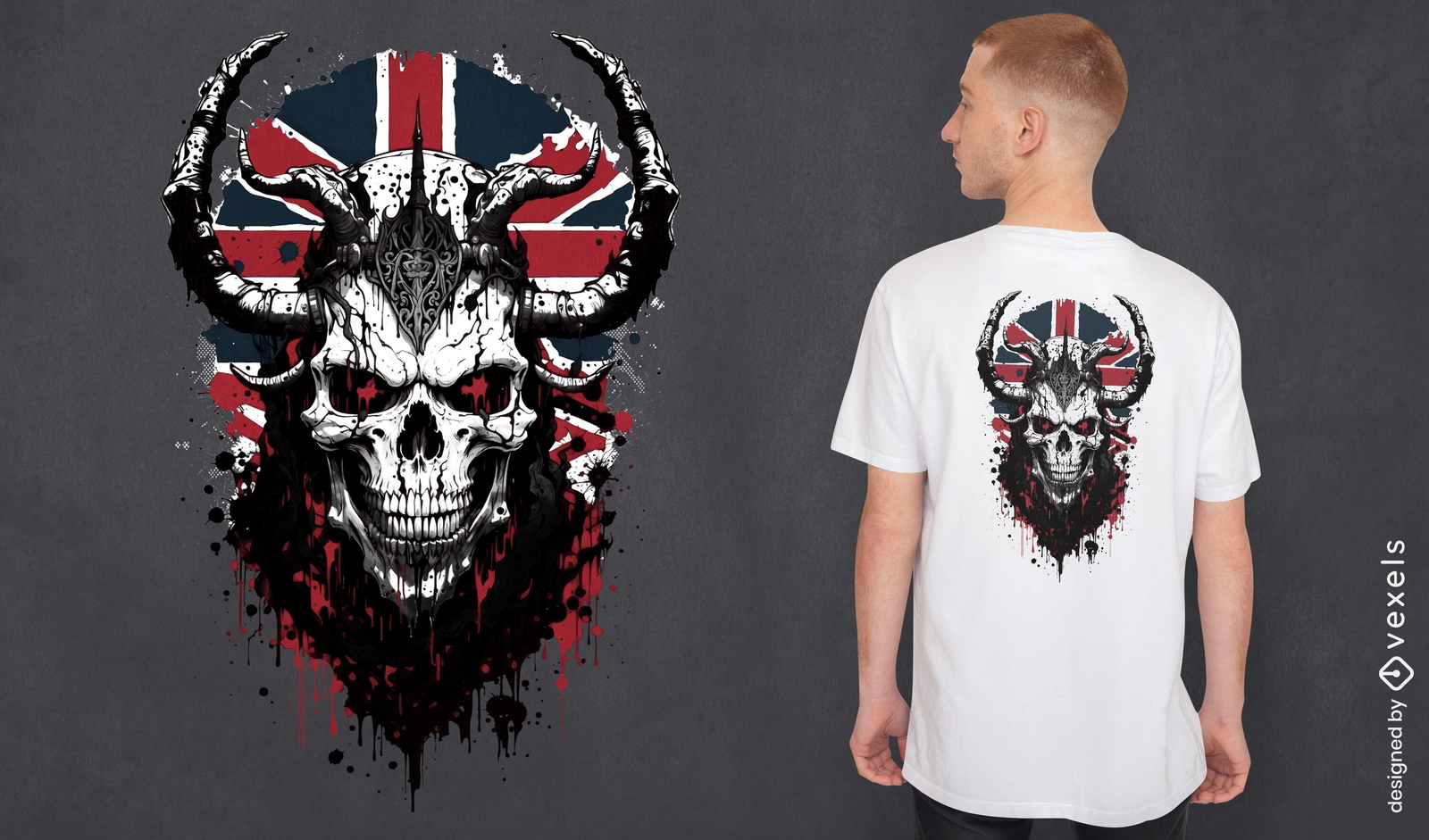 Diseño de camiseta con calavera Union Jack.