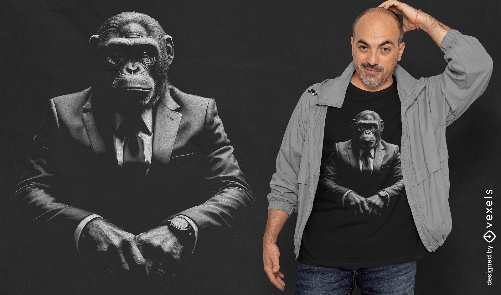 Ape in suit t-shirt design