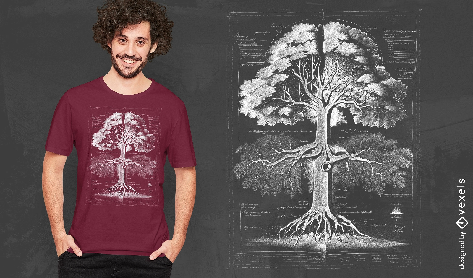 Design de camiseta com anatomia de ?rvore