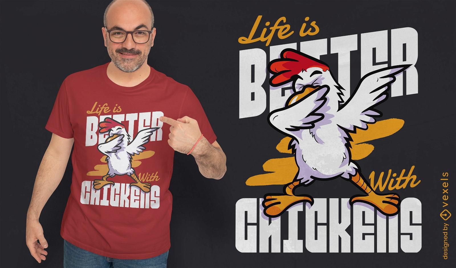 Dabbing rooster t-shirt design