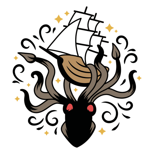 Deer with sailboat on head PNG Design