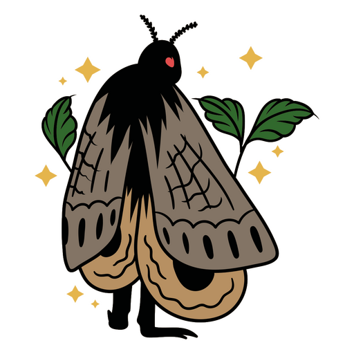 Mariposa com folha verde Desenho PNG