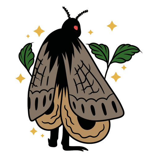 Moth with green leaf PNG Design