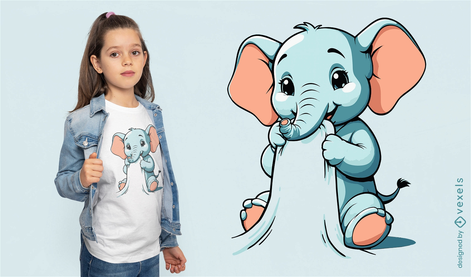 Diseño de camiseta de dibujos animados de elefante bebé.