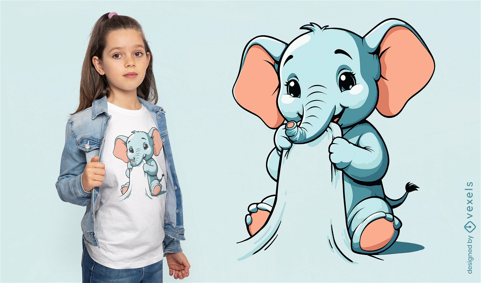 T-Shirt Design mit Elefantenbaby-Cartoon