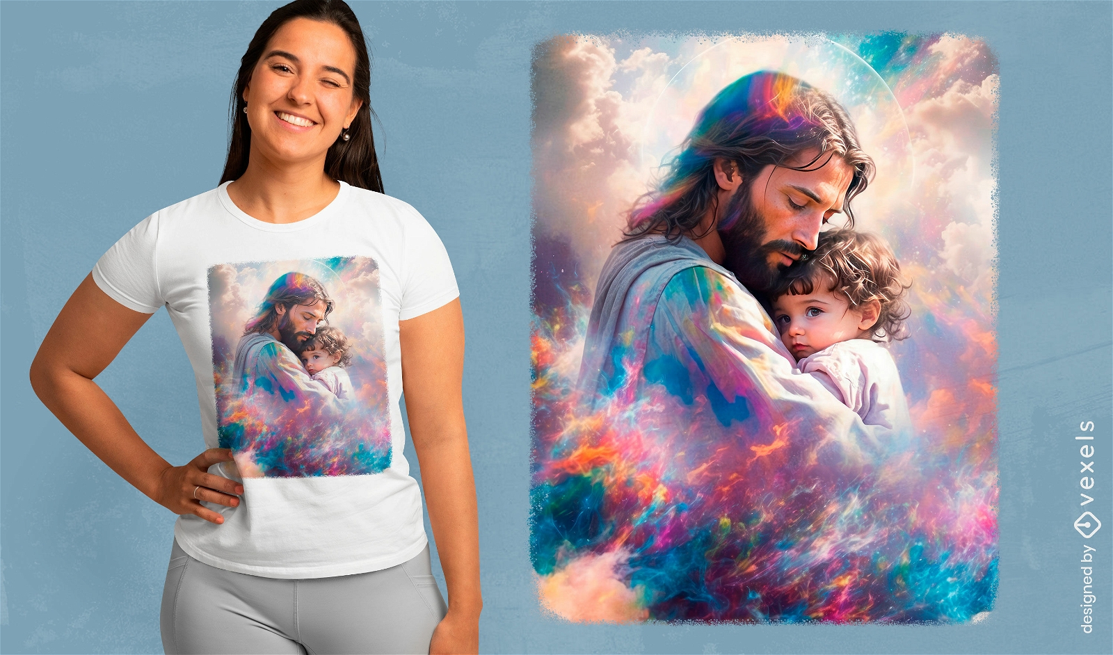 Design de camiseta com abra?o de Jesus