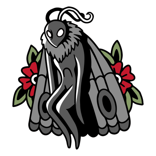 Moth with red flowers PNG Design