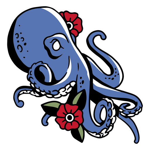 Ilustração colorida de polvo com detalhes florais Desenho PNG