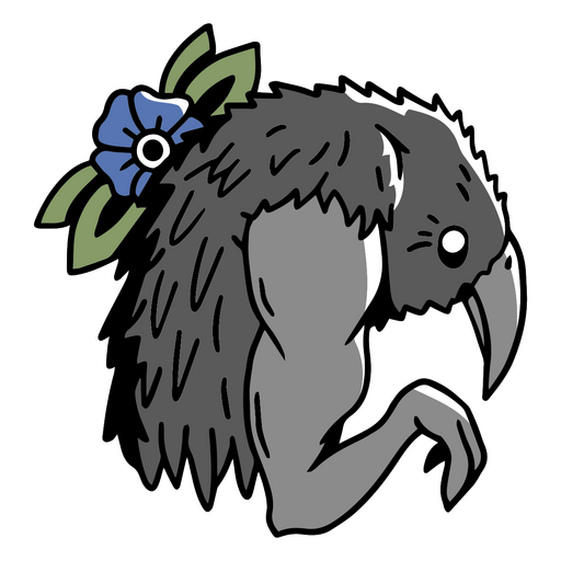 Design gráfico exclusivo de corvo e flor Desenho PNG