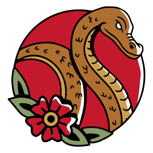 Stilisiertes Schlangen- und Blumenemblem PNG-Design