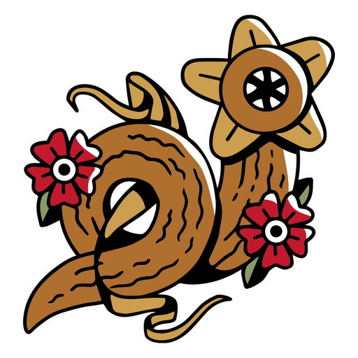 Wunderliche, von Blumen und Holz inspirierte Illustration PNG-Design