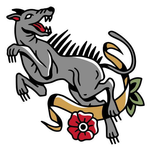 Wolf on a flower PNG Design