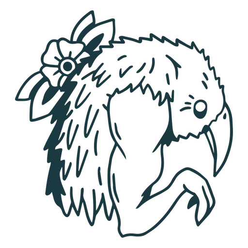 Ilustração única de pássaro musculoso com detalhes florais Desenho PNG