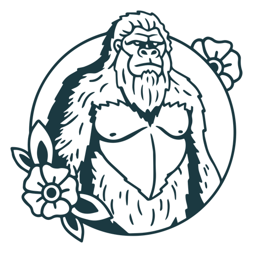 Gorilla with flowers PNG Design