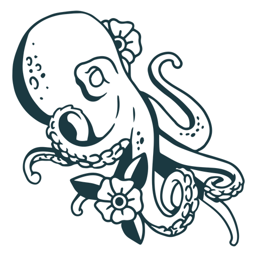 Octopus with flower PNG Design