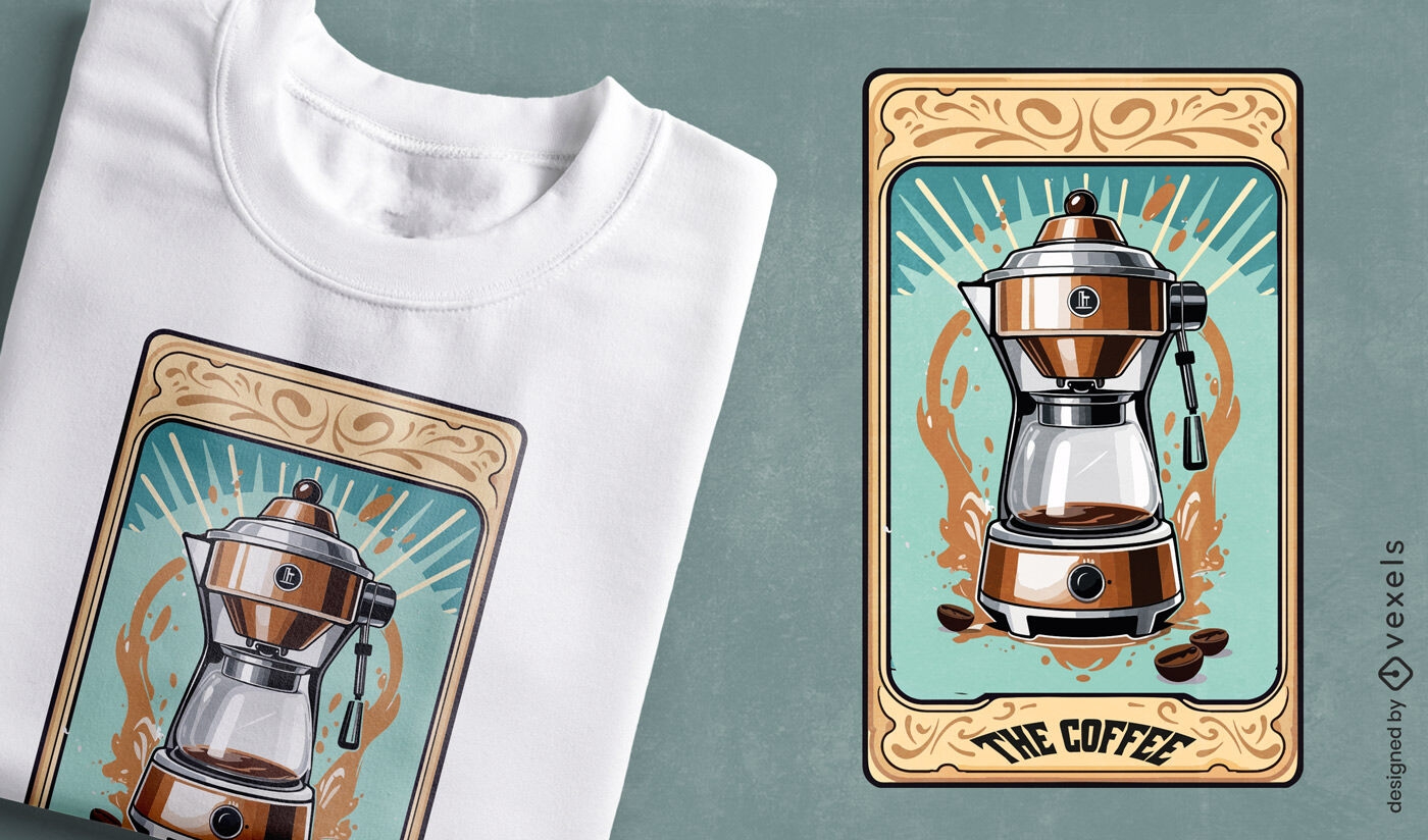 Design de camiseta com carta de tarô de café