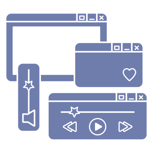Design multimídia elegante com janelas e controles do navegador Desenho PNG