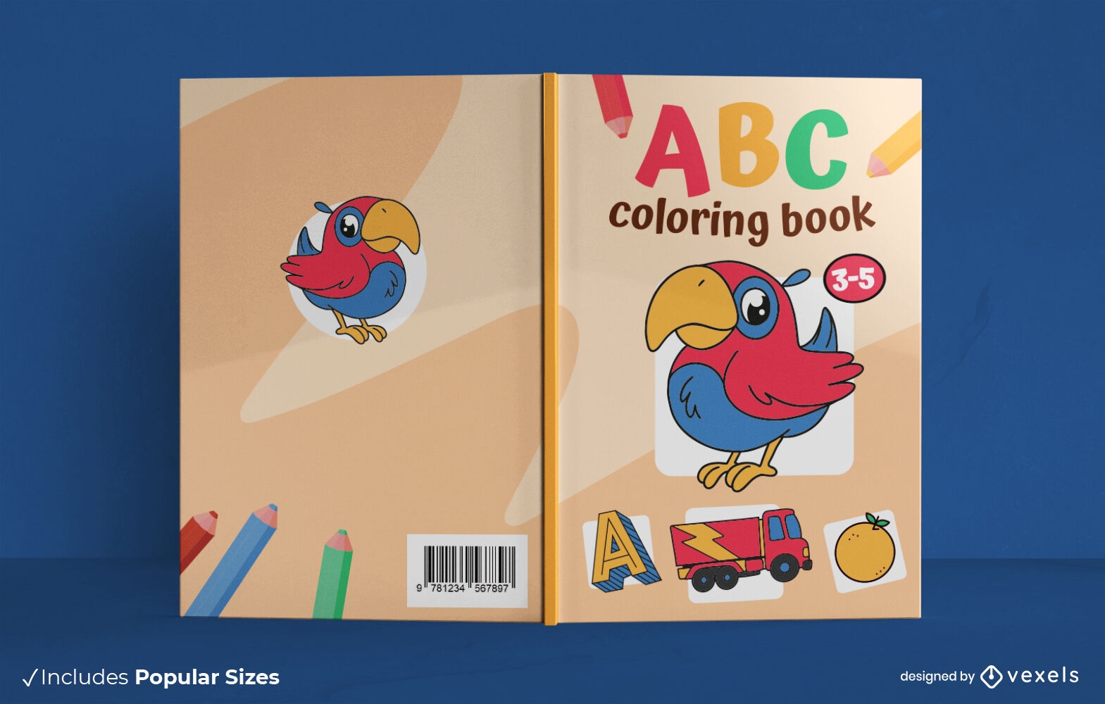 Diseño de portada de libro para colorear ABC.