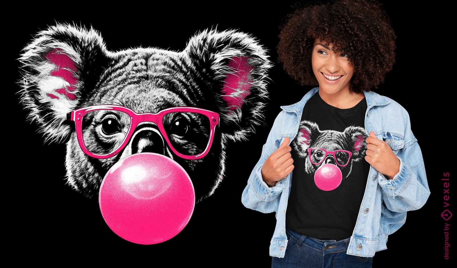 Koala with bubblegum t-shirt design