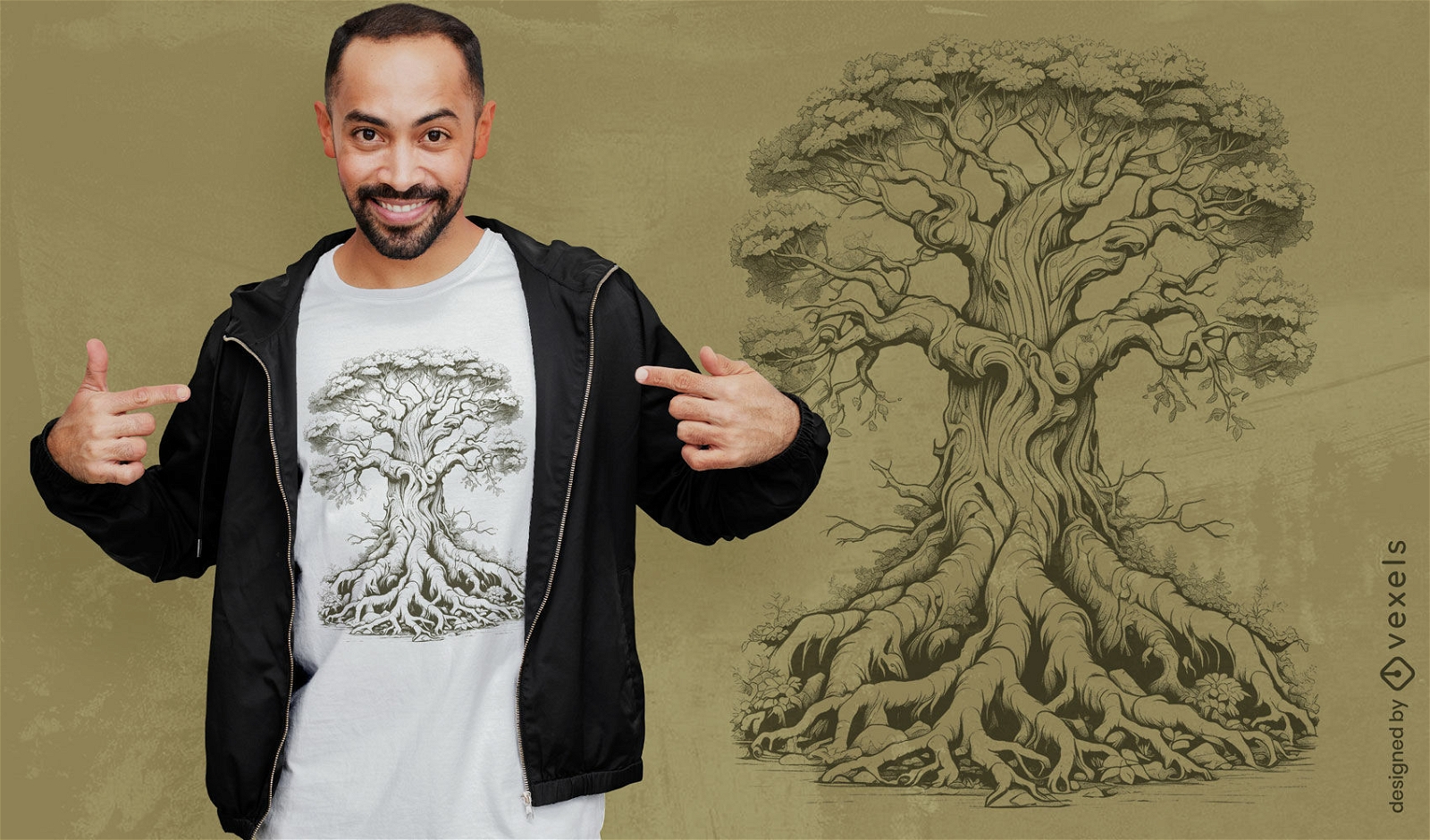 Diseño de camiseta de árbol antiguo.