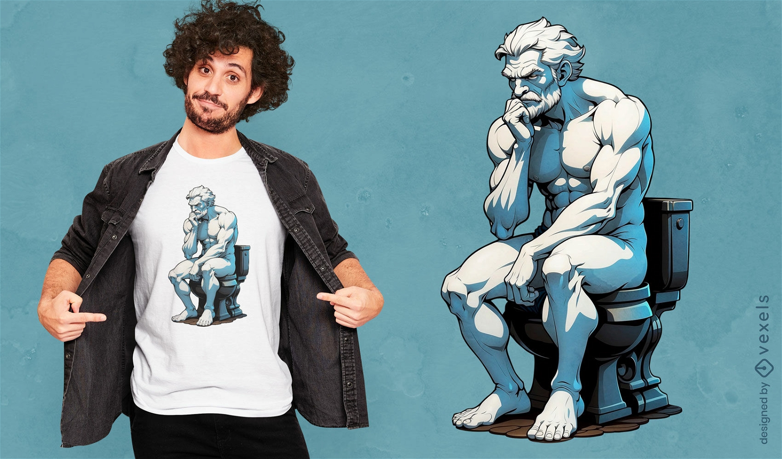 Philosopher on toilet t-shirt design