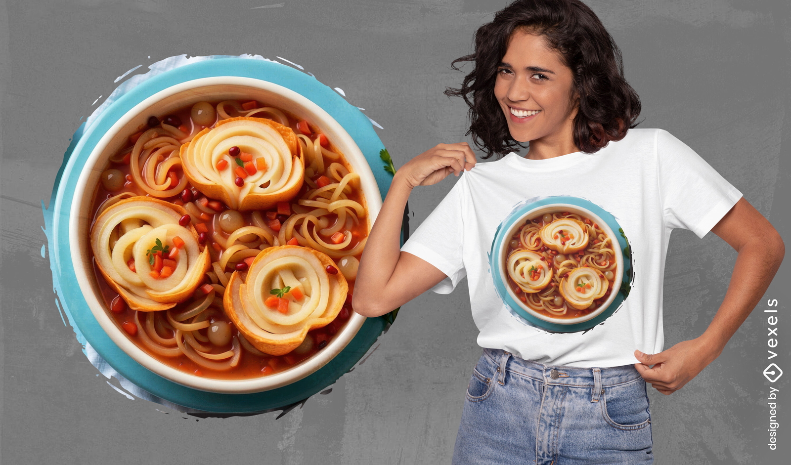 T-Shirt-Design mit französischer Zwiebelsuppe