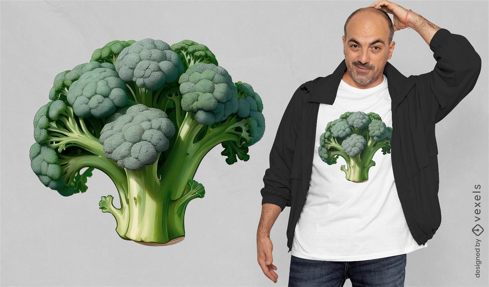 Diseño de camiseta de brócoli verde.